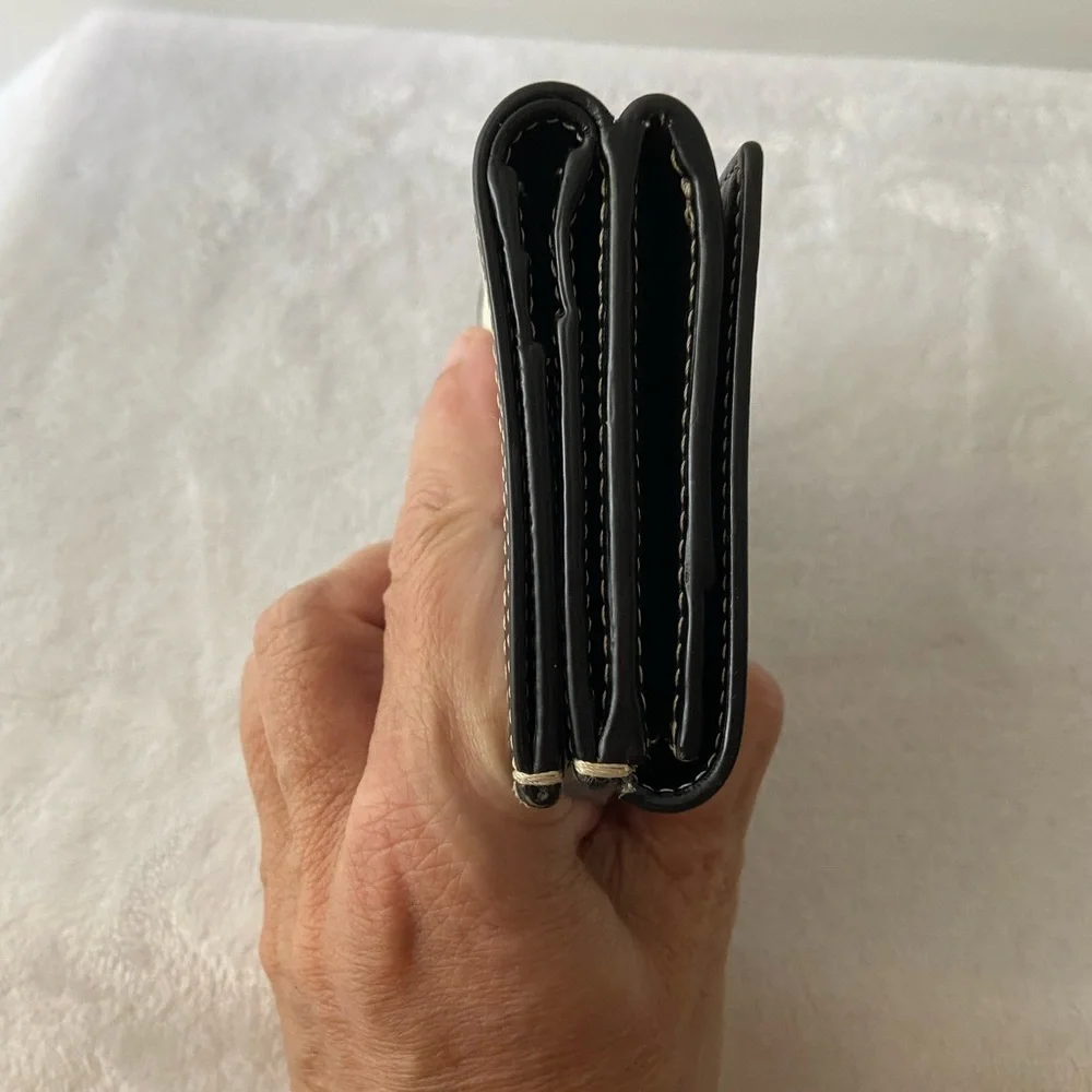 BURBERRY Blue and Black Two-Tone Trifold Canvas and Leather Wallet - Picture 6 of 13